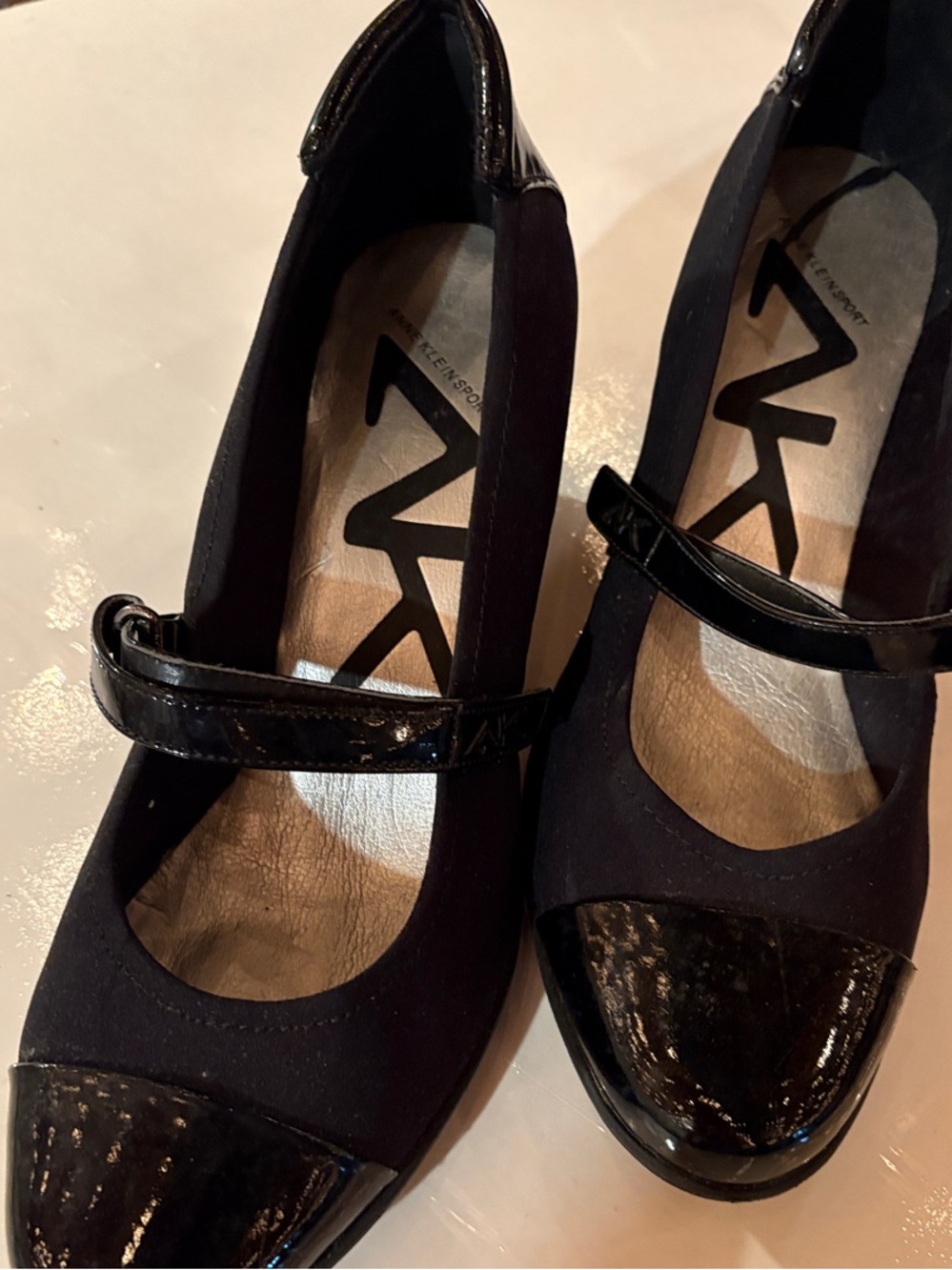 Anne Klein Women’s Mary Jane Pumps in Black with Patent Trim